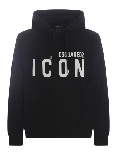 Dsquared2 Hooded Sweatshirt  Icon Big In Cotton In Nero