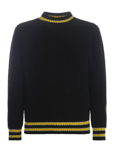 Msgm Sweater  In Virgin Wool Blend In Nero