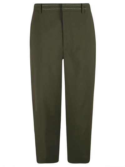 Marni Green Cropped Trousers In 00v55 Forest Green