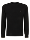 Fred Perry Crest-motif V-neck Sweater In Black