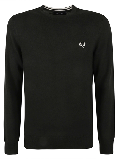 Fred Perry Classic Crewneck Jumper In Night Green