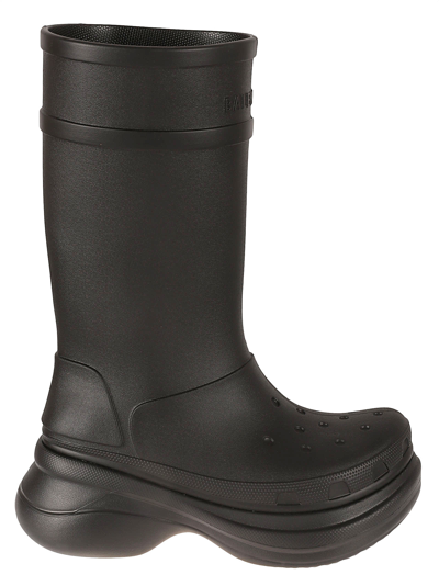 Balenciaga X Crocs Logo Debossed Boots In Black