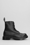 Dr. Martens' 1460 Mono Combat Boots In Black Leather In Black