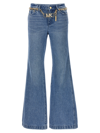 Michael Kors Blue Flared Jeans With Chain Belt In Light Blue