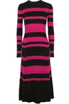 PROENZA SCHOULER STRIPED RIBBED WOOL-BLEND MIDI DRESS