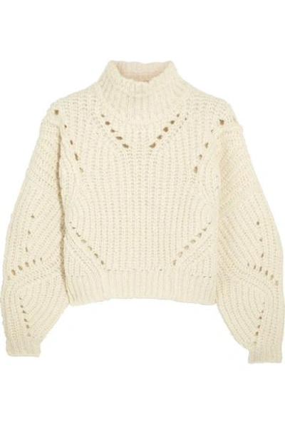 Isabel Marant Farren Cropped Ribbed Wool-blend Turtleneck Sweater In Ecru