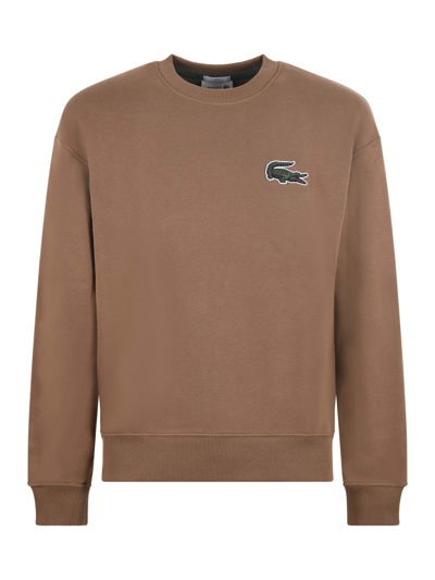 Lacoste Cotton Sweatshirt In Camel
