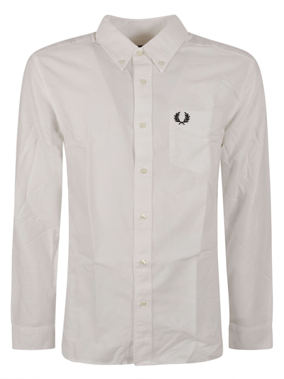 Fred Perry Logo-embroidered Cotton Shirt In White