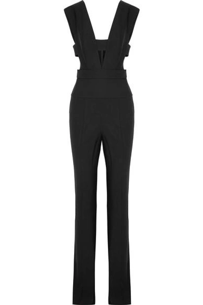 Narciso Rodriguez Sleeveless Cage-top Virgin Wool Jumpsuit In Black