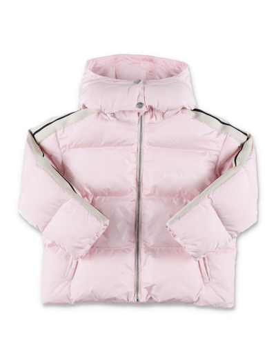 Palm Angels Kids' Logo印花连帽绗缝夹克 In Baby Pink