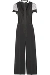RED VALENTINO RUFFLED SWISS-DOT TULLE AND CREPE JUMPSUIT