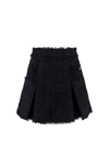 Balmain Pleated Tweed Miniskirt In Black