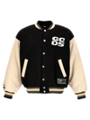 Gcds Varsity Bomber Jacket Contrast Sleeves In Black