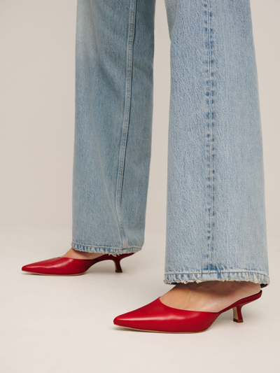 Reformation Wilda Kitten Mule In Scarlet