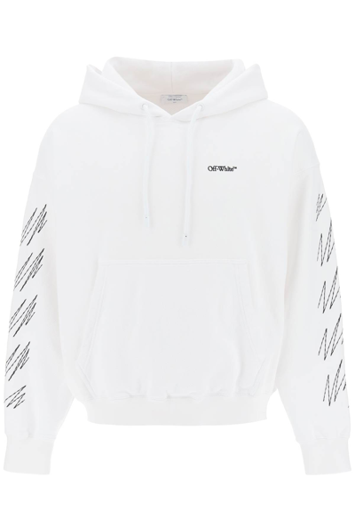 Off-white Hoodie With Contrasting Topstitching In White
