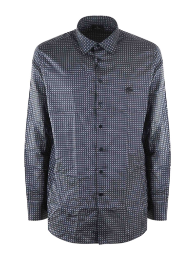 Etro Shirt In Grigio Scuro/blu Scuro