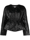 Ganni Quilted Glossed Recycled-shell Jacket In Black