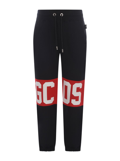 Gcds Logo-band Cotton Sweatpants In Black