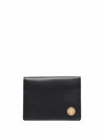 Versace Medusa Wallet In Black Gold