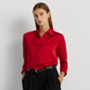 Lauren Ralph Lauren Satin Charmeuse Shirt In Martin Red