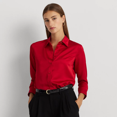 Ralph Lauren Satin Charmeuse Shirt In Martin Red