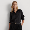 Lauren Petite Satin Charmeuse Shirt In Black