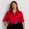 Lauren Woman Satin Charmeuse Shirt In Martin Red