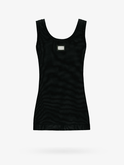 Dolce & Gabbana Logo-plaque U-neck Tank Top In Black