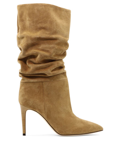 Paris Texas 95mm Suede Slouchy Stiletto Boots In Beige