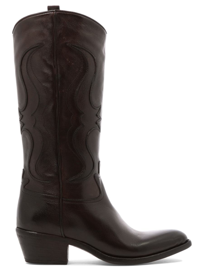 Sartore Decorative-stitching 60mm Leather Cowboy Boots In Brown