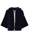 Moncler Cotton-blend Terry Hoodie In Blue