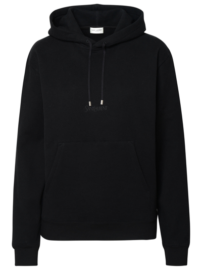 SAINT LAURENT SAINT LAURENT WOMAN SAINT LAURENT BLACK COTTON SWEATSHIRT