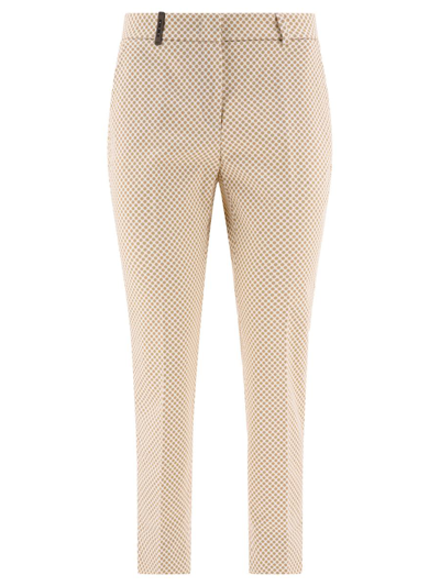 Peserico Cropped Cigarette Trousers In Beige