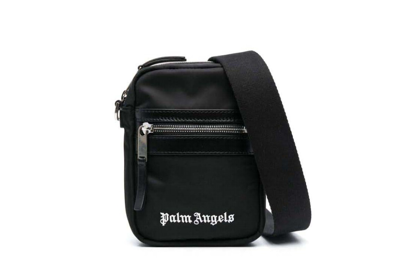 Pre-owned Palm Angels Logo-print Leather Crossbody Bag Black