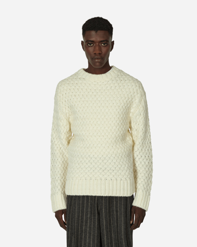 Amomento Crochet Knit Sweater Ivory In Grey