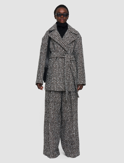Joseph Wool Tweed Clery Coat In Black Combo