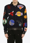 Jeff Hamilton X Nba Collage Vegan Leather Jacket In Blue