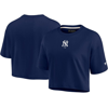 Fanatics Signature Navy New York Yankees Super Soft Boxy Short Sleeve Cropped T-shirt In Navy