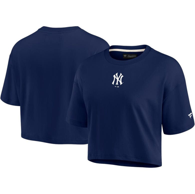 Fanatics Signature Navy New York Yankees Super Soft Boxy Short Sleeve Cropped T-shirt