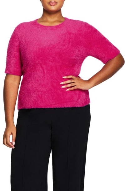 Estelle Nora Fuzzy Sweater In Raspberry