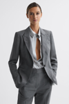 Reiss Grey Single-breasted Check Suit Blazer In Grey