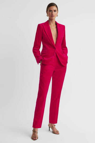 Reiss Rosa - Pink Petite Velvet Single Breasted Suit Blazer, Us 6