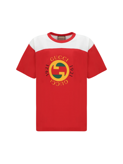 Gucci Cotton Jersey T-shirt With  Print In Live Red/sun/mc