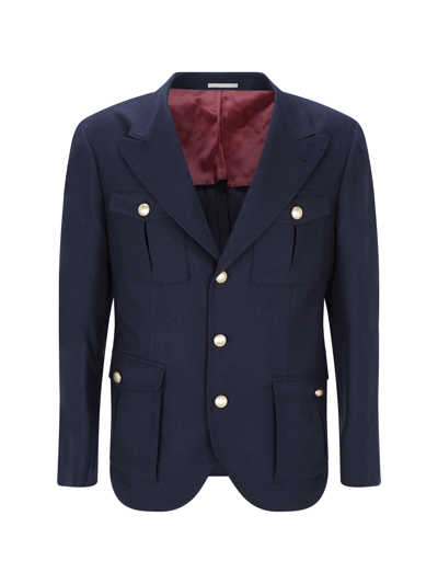 Brunello Cucinelli Men's Deconstructed Jacket In Blue