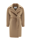 Max Mara Belted Long-sleeved Coat In Cammello