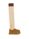 Ugg Sweater Letter Tall Leather Boots In Chestnut