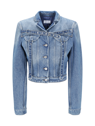 Off-white Off White Denim Jacket With Harness Details In Blue