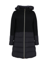 Herno Mixed Media Hooded Down Coat In Nero
