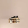 BURBERRY Reversible Horseferry Check and Leather Belt,39826651