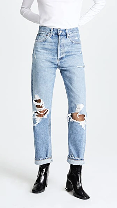 Agolde Relaxed Straight Fit Kelly Used Effect Jeans In Escalate
